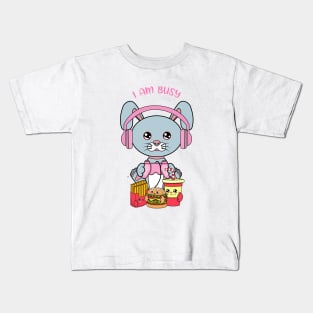 I am busy, cute rabbit playing videogames Kids T-Shirt